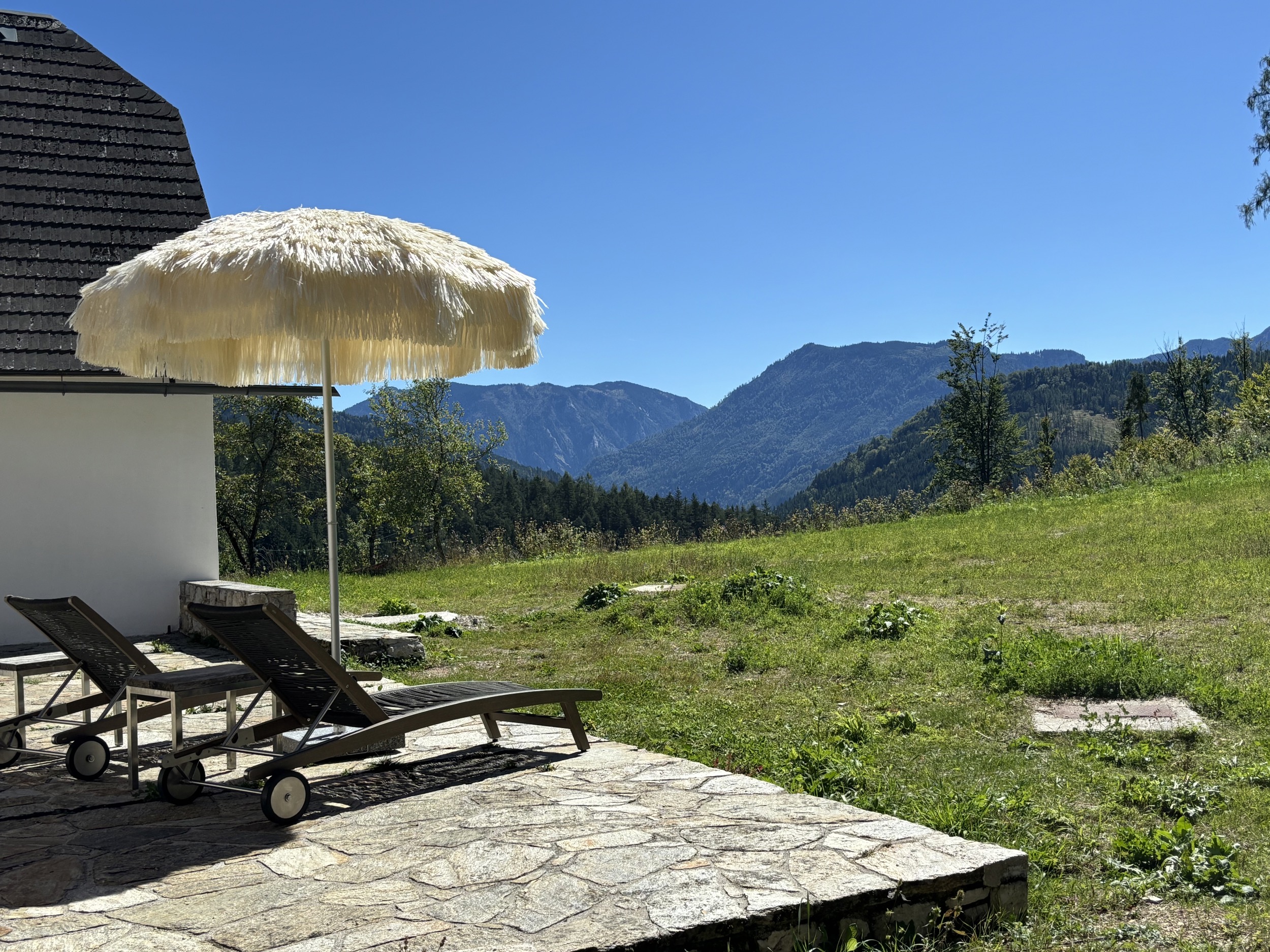 Alpines Design Chalet Amerikaner Hinterbreiteneben sommer aussenansicht 15