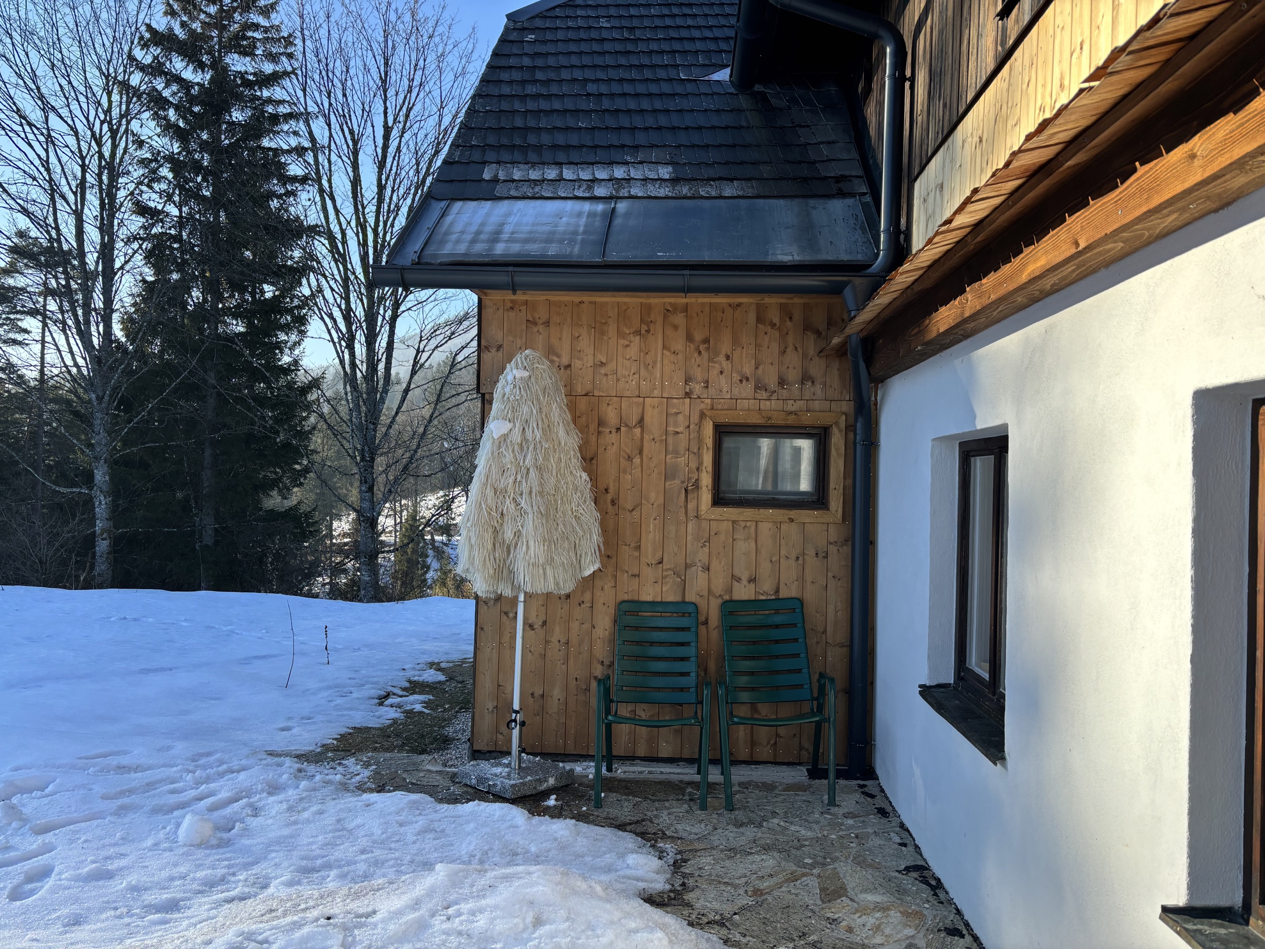 Alpines Design Chalet Amerikaner Hinterbreiteneben winter aussenansicht 18