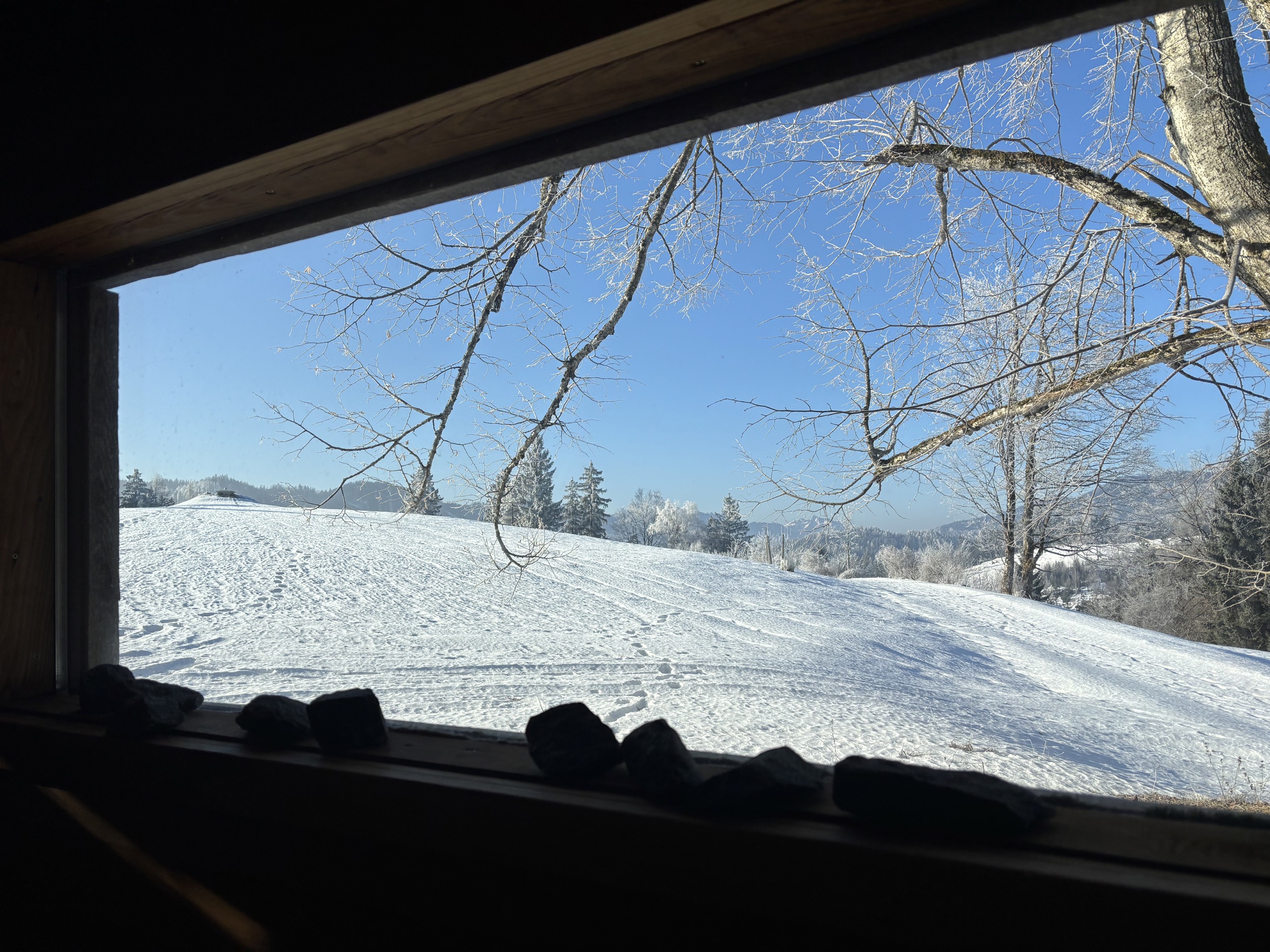 HInterbreiteneben Sauna Aussicht Winter