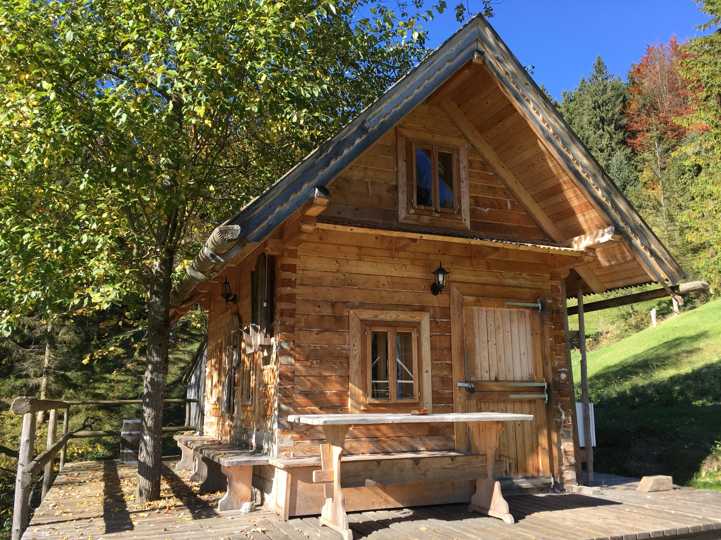 Holzknechthuette aus der Naehe